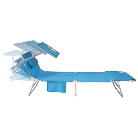 Lettino Prendisole Pieghevole Cuscino E Tettuccio Regolabile 4 Angoli Di Reclinazione Con Organizer Blu, Ogs48-b - Foto 1