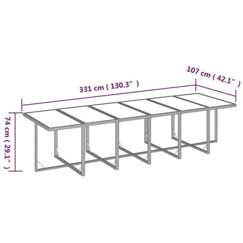 Set Da Pranzo Per Giardino 13 Pz Con Cuscini Polyrattan Marrone - Foto 2