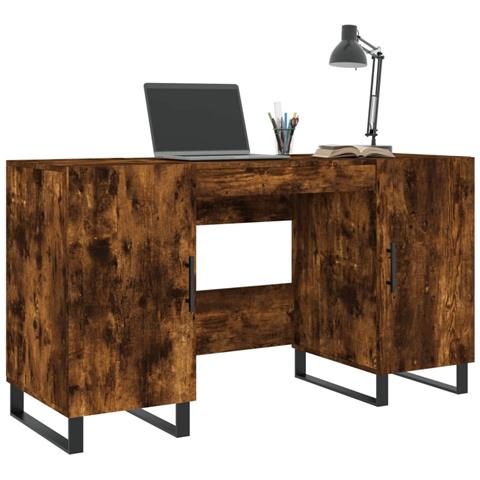 Scrivania Rovere Fumo 140x50x75 Cm In Legno Multistrato - Foto 2