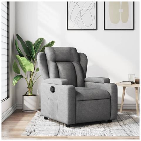 Poltrona Reclinabile In Tessuto Grigio Scuro - Foto 12