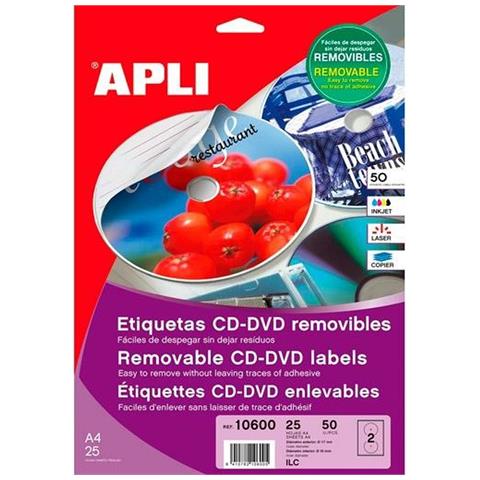 Adesivi /etichette Ø 114 Mm Mat Cd /dvd Bianco 25 Foglie - Foto 1