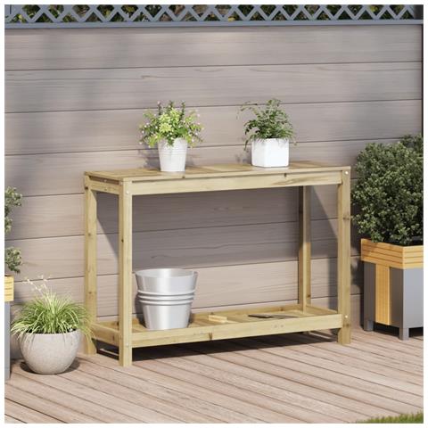 Tavolo Invaso Con Ripiano 108x35x75 Cm Legno Impregnato Di Pino - Foto 3