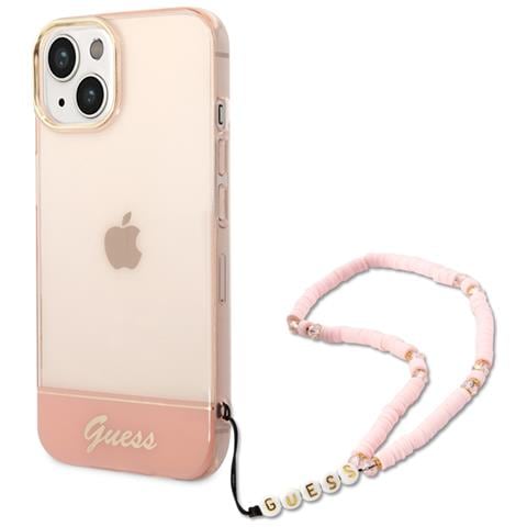 Cover Per Iphone 14 Plus Con Cinturino Di Perle, Rosa - Foto 1