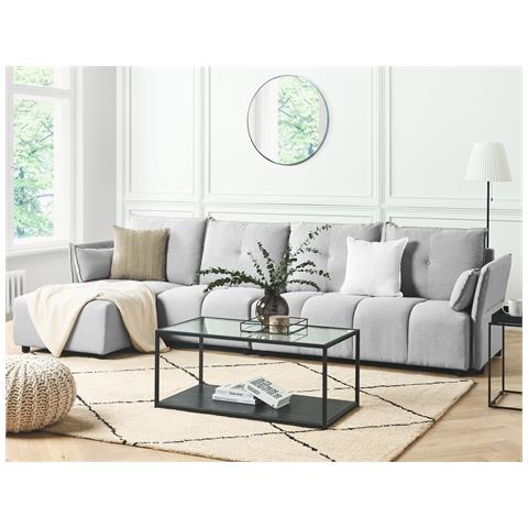 Divano Angolare 4 Posti Tomra Tessuto Grigio Chiaro Lato Destro - Foto 1