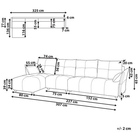 Divano Angolare 4 Posti Tomra Tessuto Grigio Chiaro Lato Destro - Foto 8