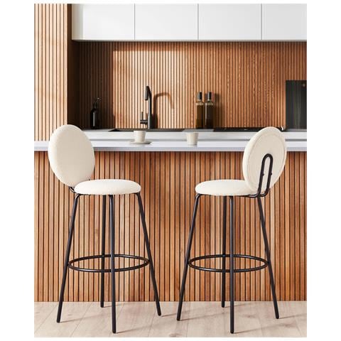 Set Di 2 Sedie Alte Emery Bouclé Beige Chiaro - Foto 1