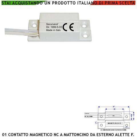 Contatto Magnetico Abs Da Esterno Con Alette Forate Di Fissaggio Reed Sottovuoto Sensibilità Magnetica 13 Mm Tensione - Foto 1