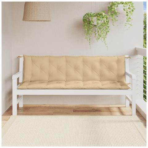 Cuscini Panca Giardino 2pz Beige Mélange 180x50x7 Cm Tessuto - Foto 3