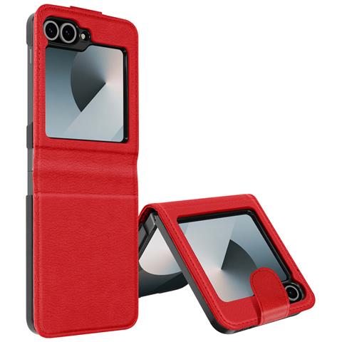 Cover Per Samsung Z Flip6 Pelle Vegan Pieghevole Linguetta Magnetica - Foto 1