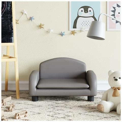 Divano Per Bambini Grigio 50x40x30 Cm In Similpelle - Foto 1
