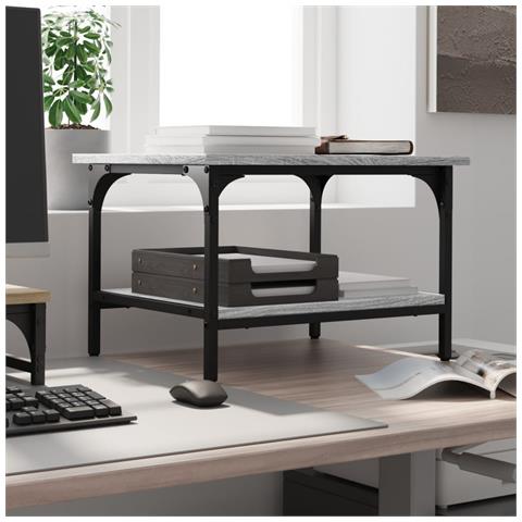 Supporto Stampante 2 Piani Grigio Sonoma 50x40x38cm Multistrato - Foto 3