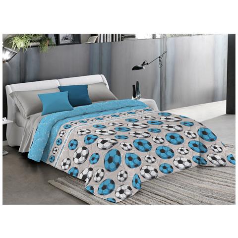 Trapunta Piumone Invernale Linea Pensieri Delicati Disegno Calcio Singolo Azzurro - Foto 1