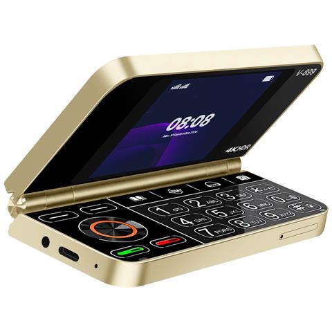 Telefono V899 2G Oro Dual Sim Doppio Schermo con Tasti Display 2,8" HD+ Micro SD - Foto 1