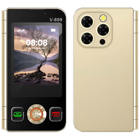 Telefono V899 2G Oro Dual Sim Doppio Schermo con Tasti Display 2,8" HD+ Micro SD - Foto 2