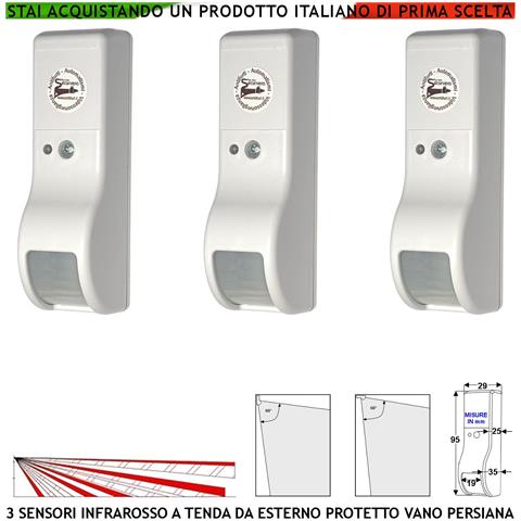 Infrarosso 3 Pezzi Rilevatore Movimento Dual Pir A Tenda Esterno Finestra Vano Persiana Rileva Estraneo Invia Allarme - Foto 1