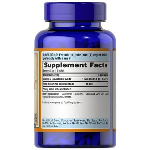 Vitamina C-1500 Mg Con Rosa Canina A Rilascio Ritardato 100 Capsule Puritans Pride - Foto 2