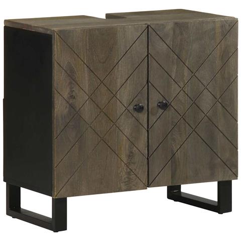 Mobile Lavabo Nero 62x33x58 Cm Legno Massello Di Mango - Foto 1