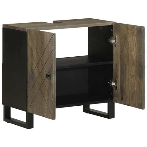 Mobile Lavabo Nero 62x33x58 Cm Legno Massello Di Mango - Foto 2