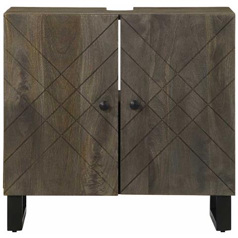Mobile Lavabo Nero 62x33x58 Cm Legno Massello Di Mango - Foto 3