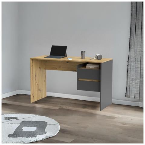 Scrivania Paco3 Con Due Cassetti Colore Rovere E Antracite - Foto 1