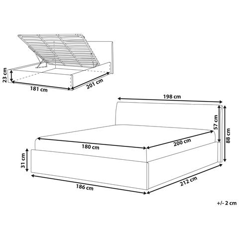 Letto Contenitore Bouclé Orbey 180 X 200 Cm Beige - Foto 2