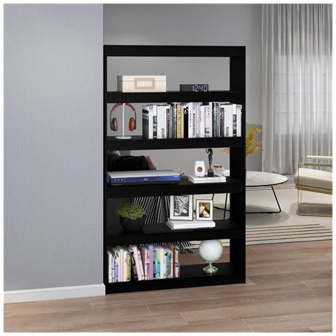 Lusso Casadino - Libreria/divisorio Nero 100x30x167,5 Cm In Legno Di Pino - Foto 2
