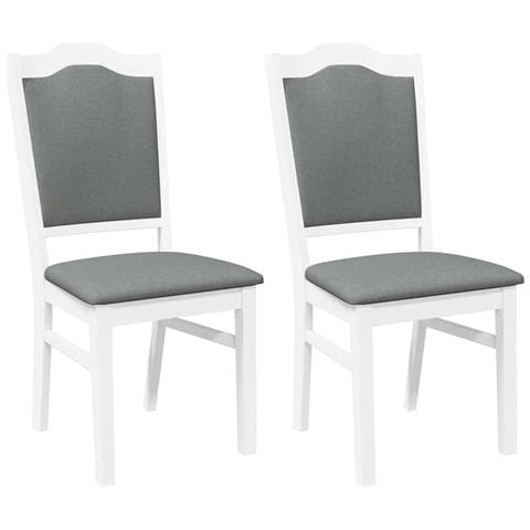 Sedie da Pranzo con Cuscini 2 pz Bianco Legno Massello di Hevea - Foto 1