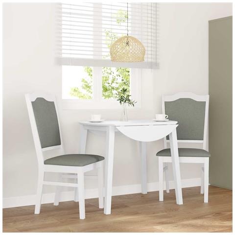 Sedie da Pranzo con Cuscini 2 pz Bianco Legno Massello di Hevea - Foto 2