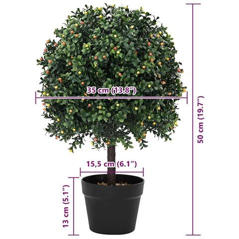 Albero Artificiale vitaXL con Frutti e Vaso 35x50 cm Verde - Foto 5