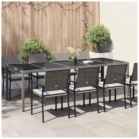 Tavolo da Pranzo per Giardino Grigio 250x100x75 cm Polyrattan - Foto 2