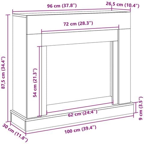 Cornice per Camino Grigio Sonoma 100x30x87,5 cm in Truciolato - Foto 9