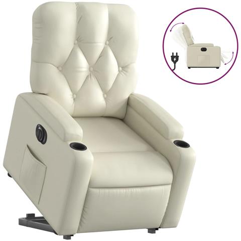 Poltrona Alzapersona Reclinabile Crema in Similpelle - Foto 1