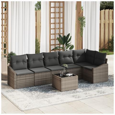 Set Divano da Giardino da 6 Pezzi con Cuscini Rattan Nero - Foto 2