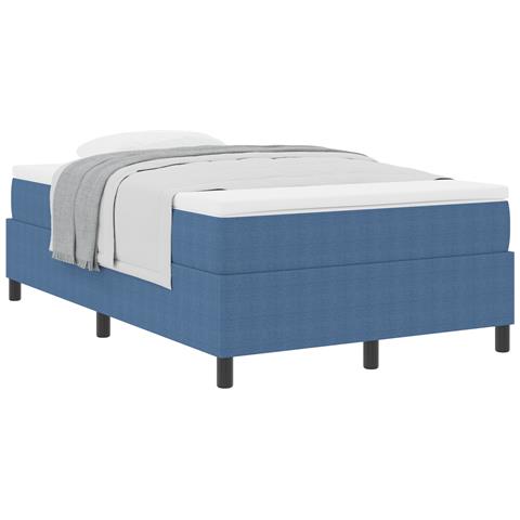Letto Box Spring con Materasso Blu 120x200 cm Fodera in Corduroy - Foto 1
