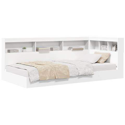 Letto con Libreria Bianco 90x190 cm Legno Ingegnerizzato - Foto 1