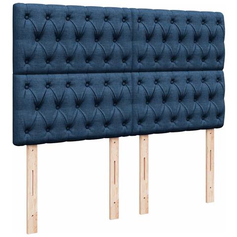 Struttura Letto Pouf con Materasso Blu 140x190 cm in Tessuto - Foto 9