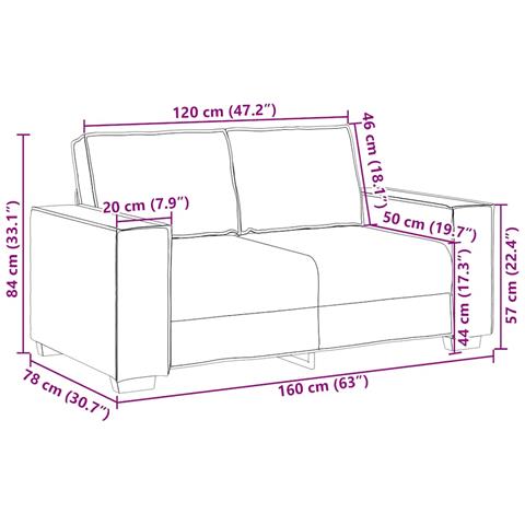 Divano a 2 posti Crema 120 cm Tessuto - Foto 9