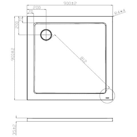 Piatto Doccia 90x90 Cm Quadrato Ribassato Resina H3.5 Cm Monaco Bianco - Foto 2