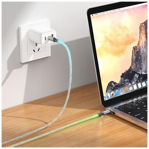 Originale Cavo Dati E Ricarica U112 3a Usb-c To Usb-c Fast Charge 60w 1m Led Per Smartphone - Foto 2