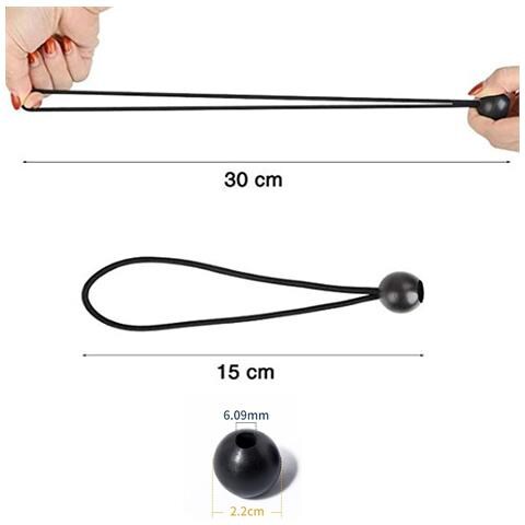 Corde Elastiche Telate Con Sfera, Clip Bungee Per Tenda, 60 Pezzi, 15 Cm, Nere - Foto 2