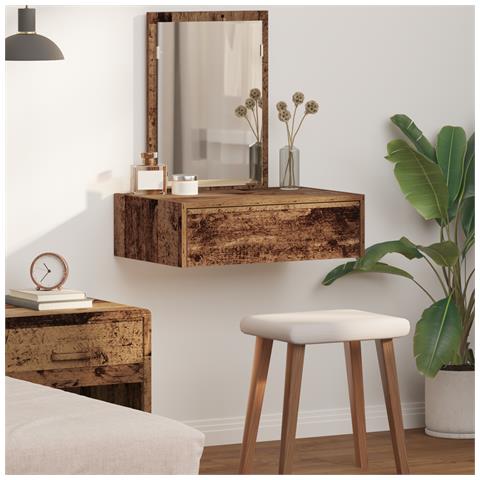 Tavolo da toeletta a muro in legno invecchiato 60x40x70 cm - Foto 2