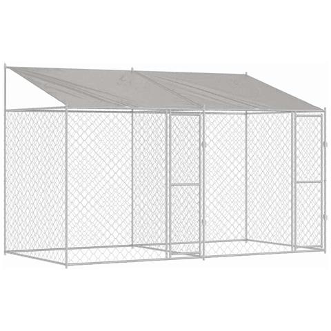 Gabbia per cani Argento 400 x 200 x 256 cm Acciaio zincato - Foto 1