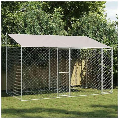 Gabbia per cani Argento 400 x 200 x 256 cm Acciaio zincato - Foto 2