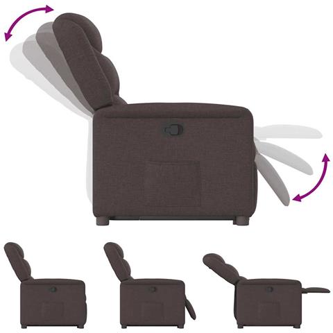 Poltrona Alzapersona Reclinabile Marrone Scuro in Tessuto - Foto 9