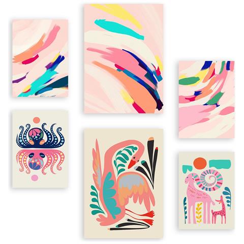 Set Di 6 Stampe Arte Delle Celebrità 1 In Animali Astratti Dipinti Decorativi Estetici Per Il Tuo Soggiorno, Camera Da Letto, Casa A3 & A4 Senza Cornice - Foto 1