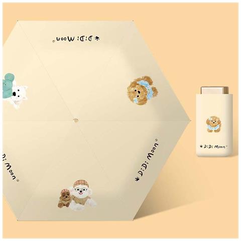 Ombrello Ultraleggero A Sei Pieghe - Design Puzzle Cucciolo, Protezione Uv - Foto 2