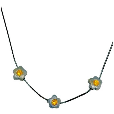 Collana 3 Mini Fiori Argento Canna Di Fucile Cristallo Sw - Foto 2
