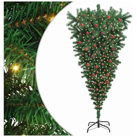 Albero di Natale artificiale preilluminato capovolto con set di palline - Foto 1