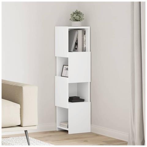 Mobile angolare Bianco 25,5x25x102cm Legno multistrato - Foto 2