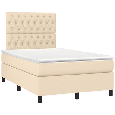 Giroletto a Molle con Materasso Crema 120x190 cm in Tessuto - Foto 1